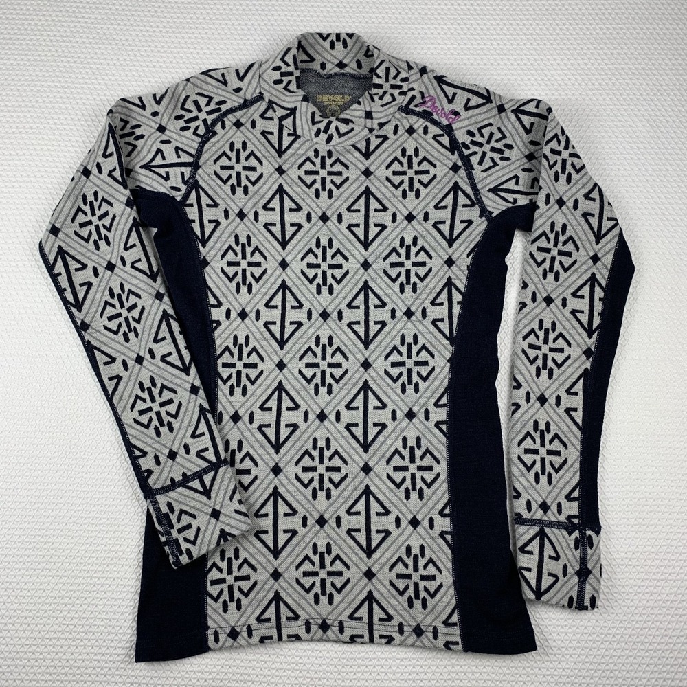 Devold Norway Women’s Merino Wool Nordic Ski Base Layer Sweater S Black and Gray